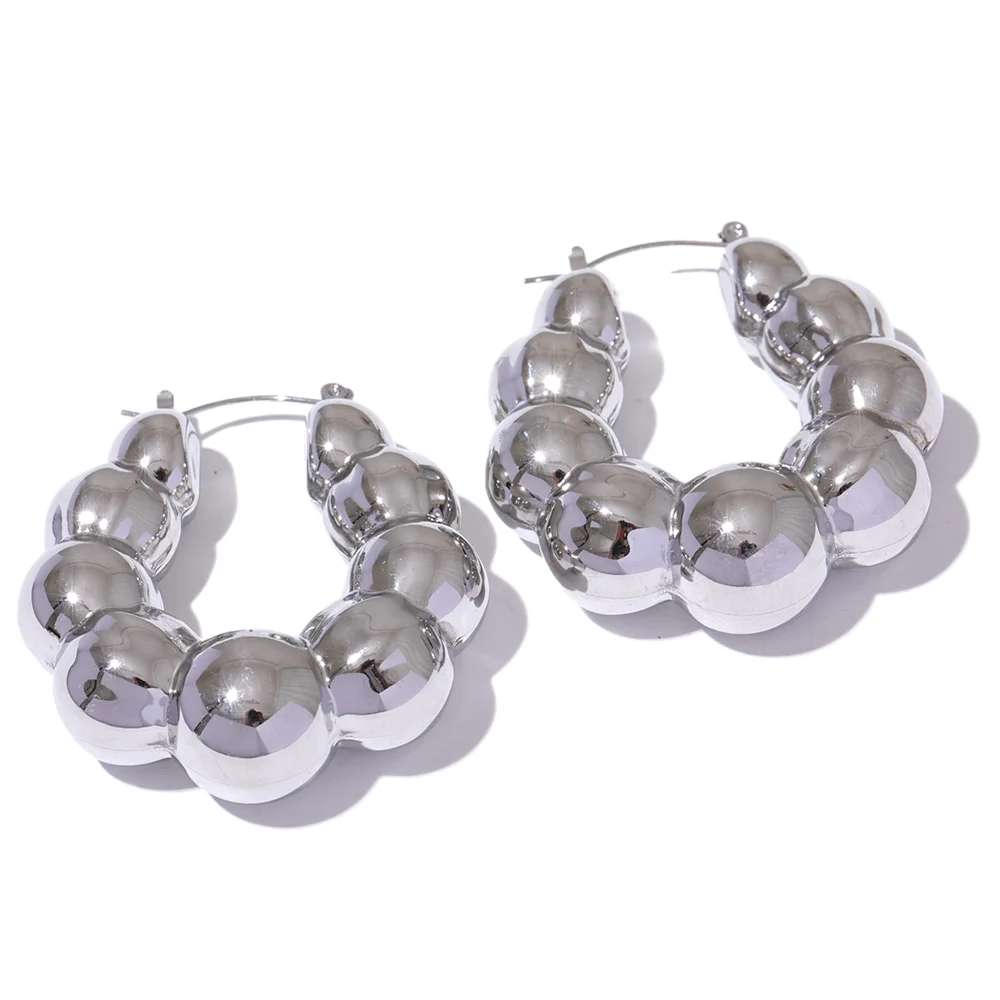 Chunky Versatile Trendy Hoop Earrings - Ecru