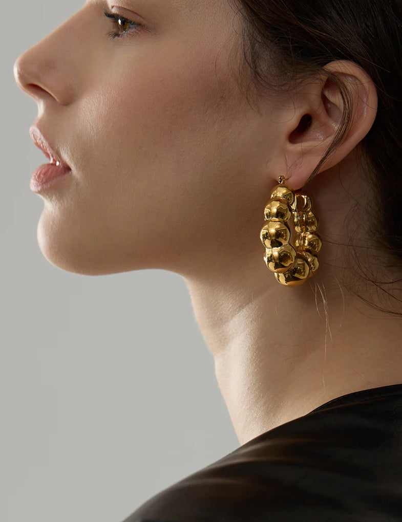 Chunky Versatile Trendy Hoop Earrings - Ecru