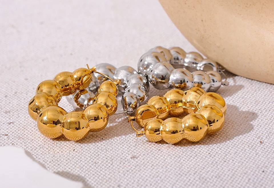 Chunky Versatile Trendy Hoop Earrings - Ecru