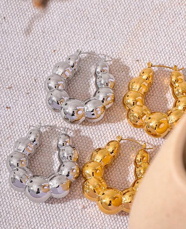 Chunky Versatile Trendy Hoop Earrings - Ecru