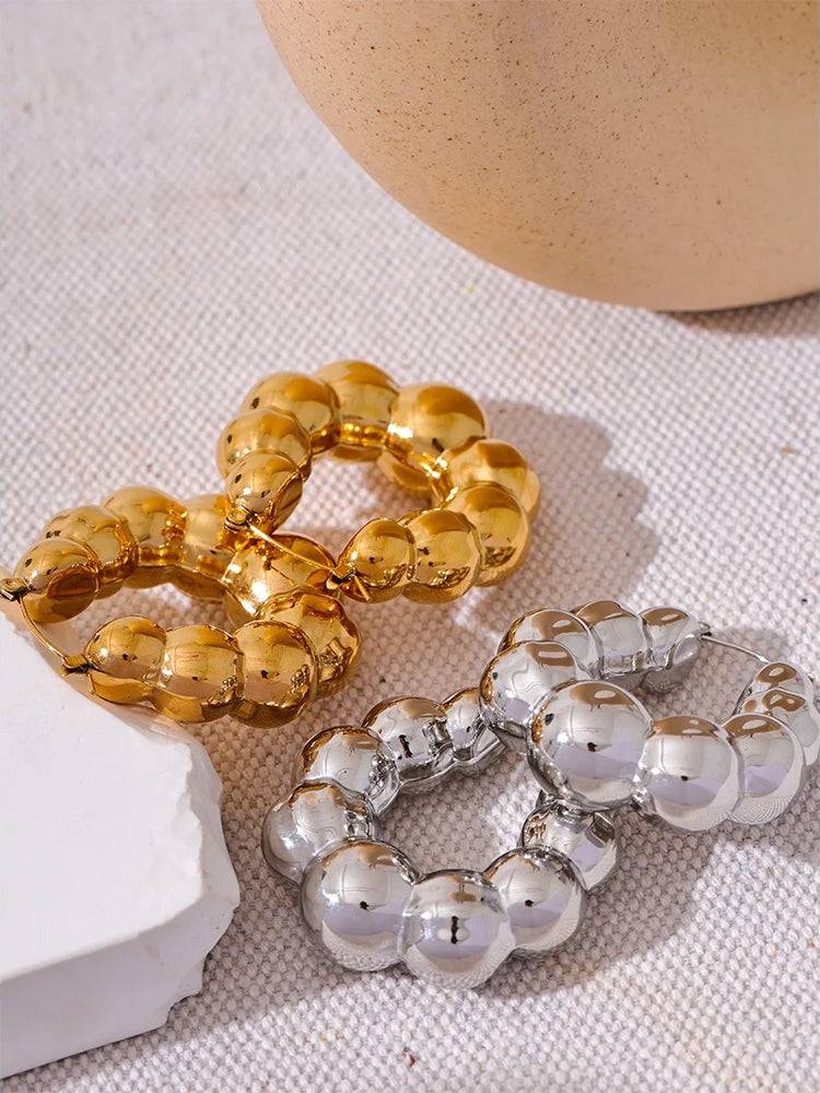 Chunky Versatile Trendy Hoop Earrings - Ecru