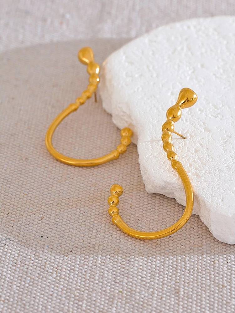 Classic Chunky Statement Stud Earrings - Ecru