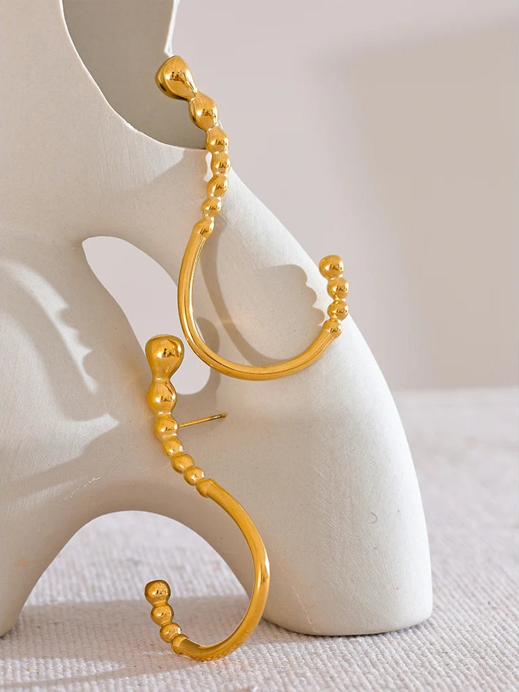 Classic Chunky Statement Stud Earrings - Ecru