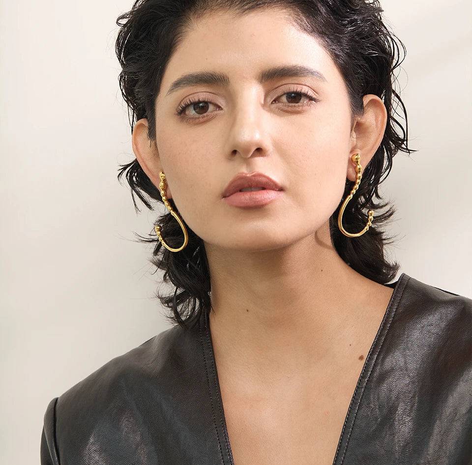 Classic Chunky Statement Stud Earrings - Ecru