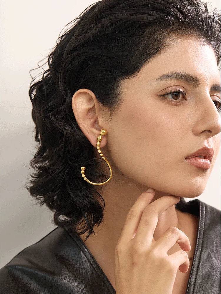 Classic Chunky Statement Stud Earrings - Ecru
