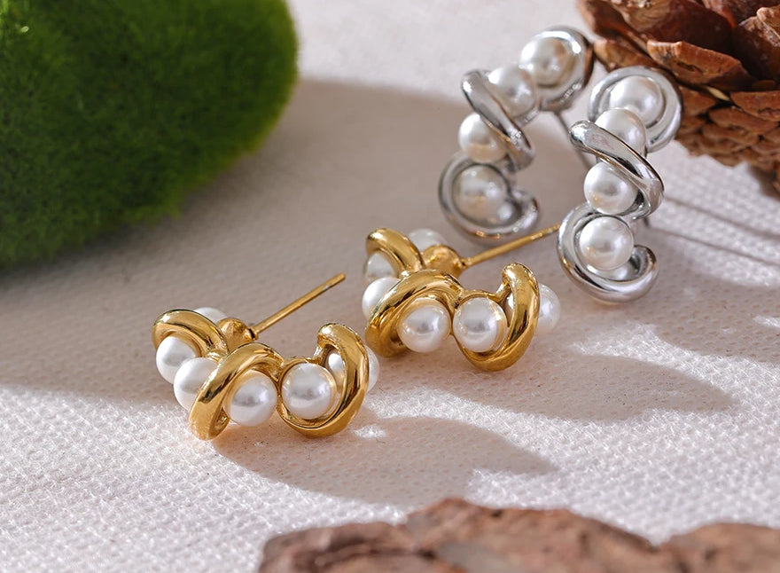 Classic Pearl Timeless Huggie Earrings - Ecru