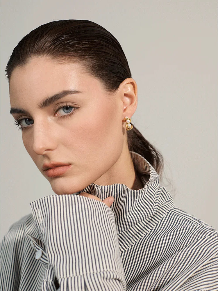 Classic Pearl Timeless Huggie Earrings - Ecru