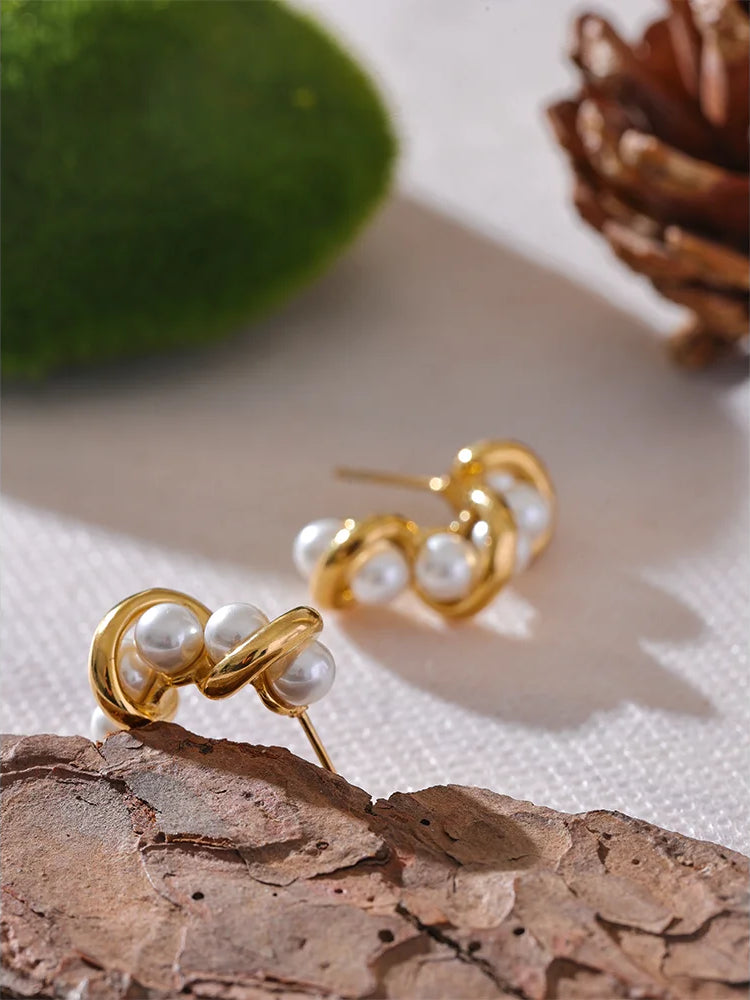 Classic Pearl Timeless Huggie Earrings - Ecru