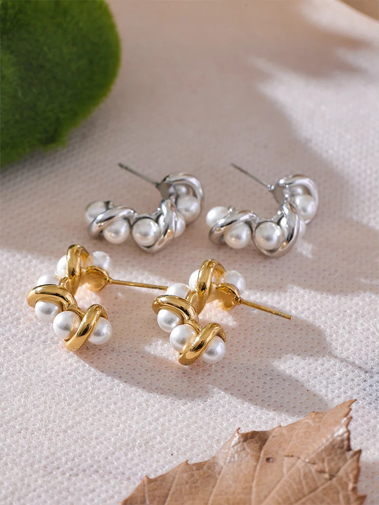 Classic Pearl Timeless Huggie Earrings - Ecru