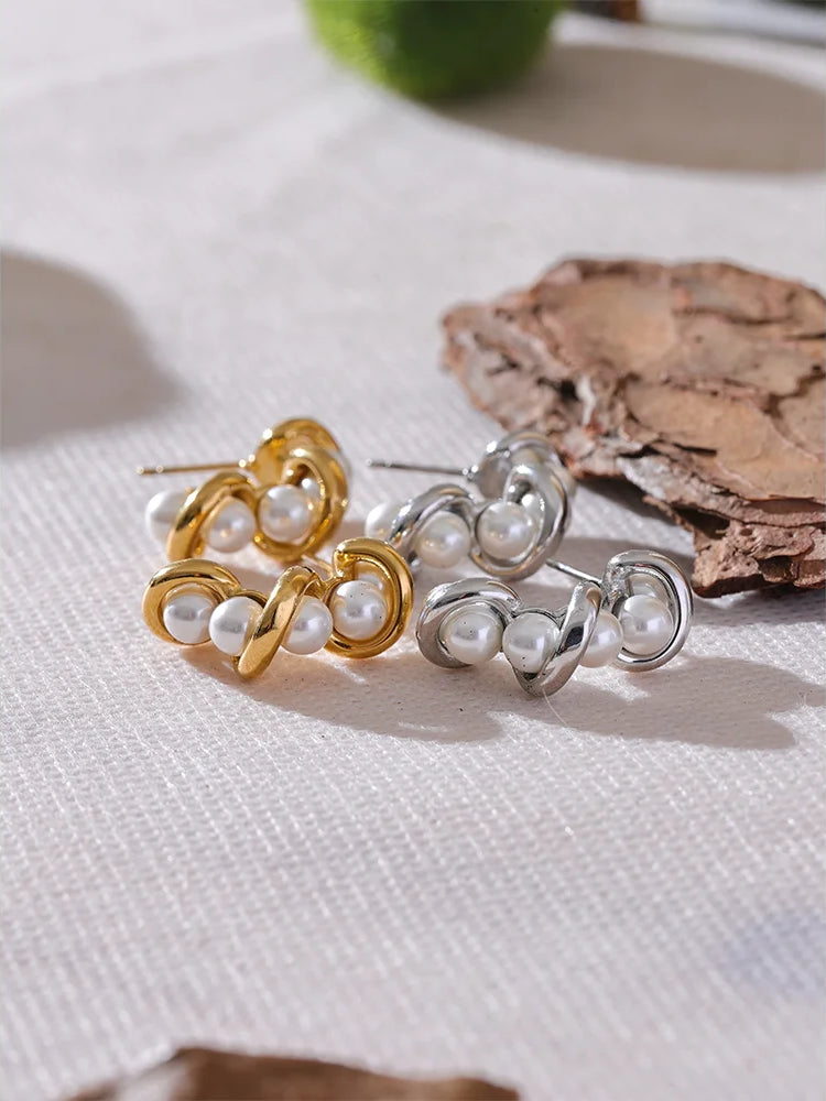 Classic Pearl Timeless Huggie Earrings - Ecru