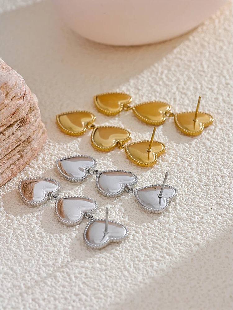 Classicunique Heart Dangle Statement Earrings - Ecru