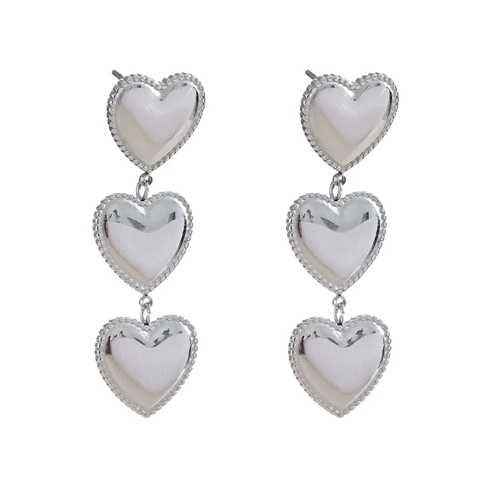 Classicunique Heart Dangle Statement Earrings - Ecru