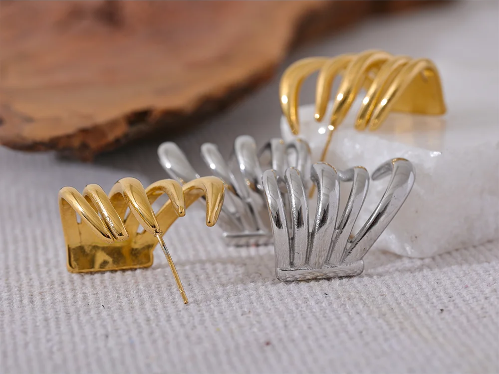 Creative Geometric Unusual Charm Earrings - Ecru