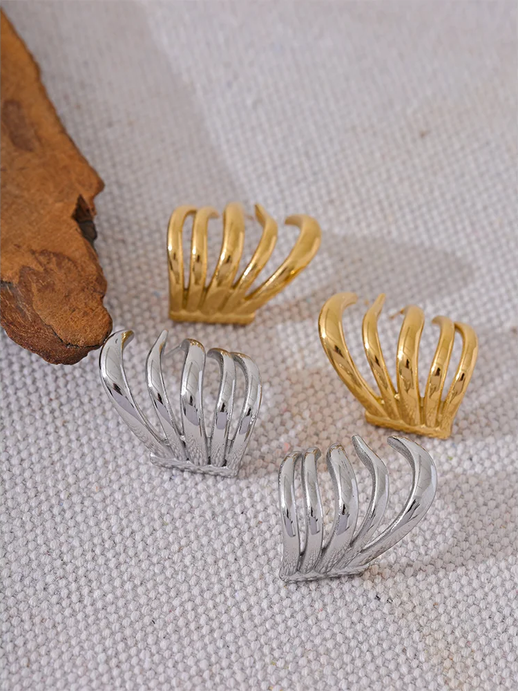 Creative Geometric Unusual Charm Earrings - Ecru