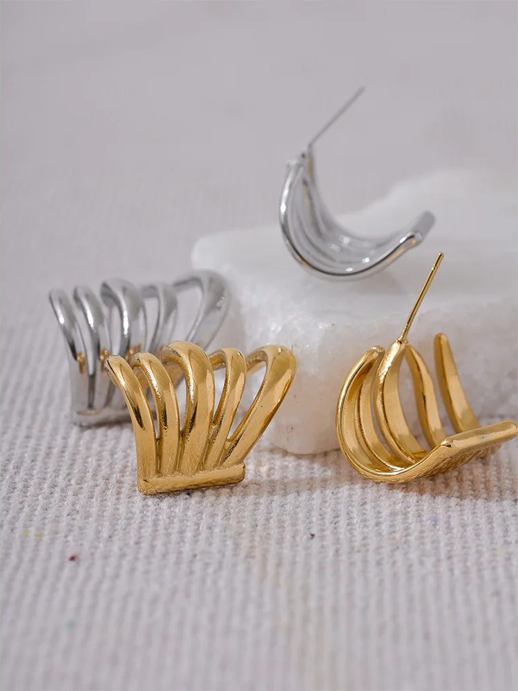 Creative Geometric Unusual Charm Earrings - Ecru