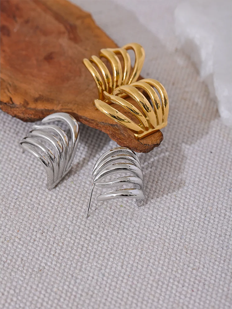 Creative Geometric Unusual Charm Earrings - Ecru