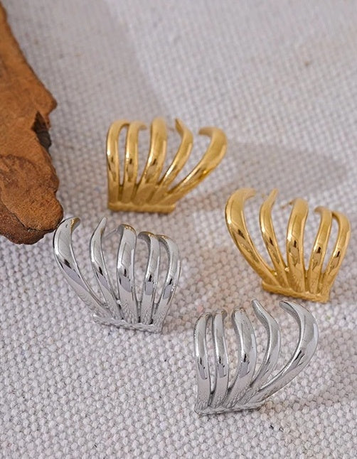 Creative Geometric Unusual Charm Earrings - Ecru