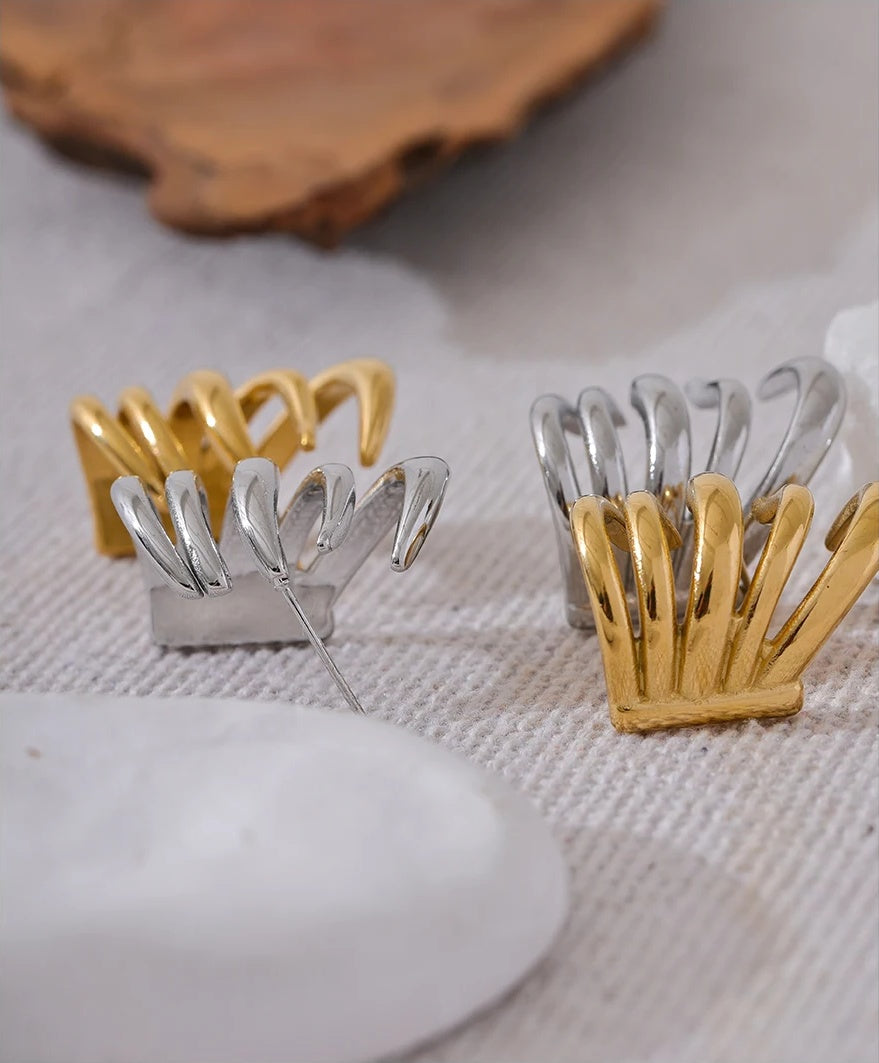 Creative Geometric Unusual Charm Earrings - Ecru