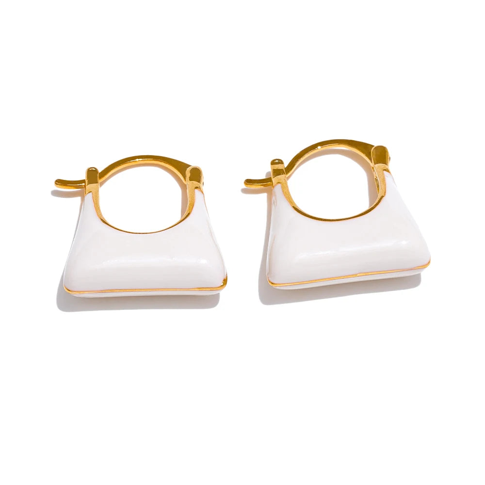 Elegant Versatile Charm Hoop Earrings - Ecru