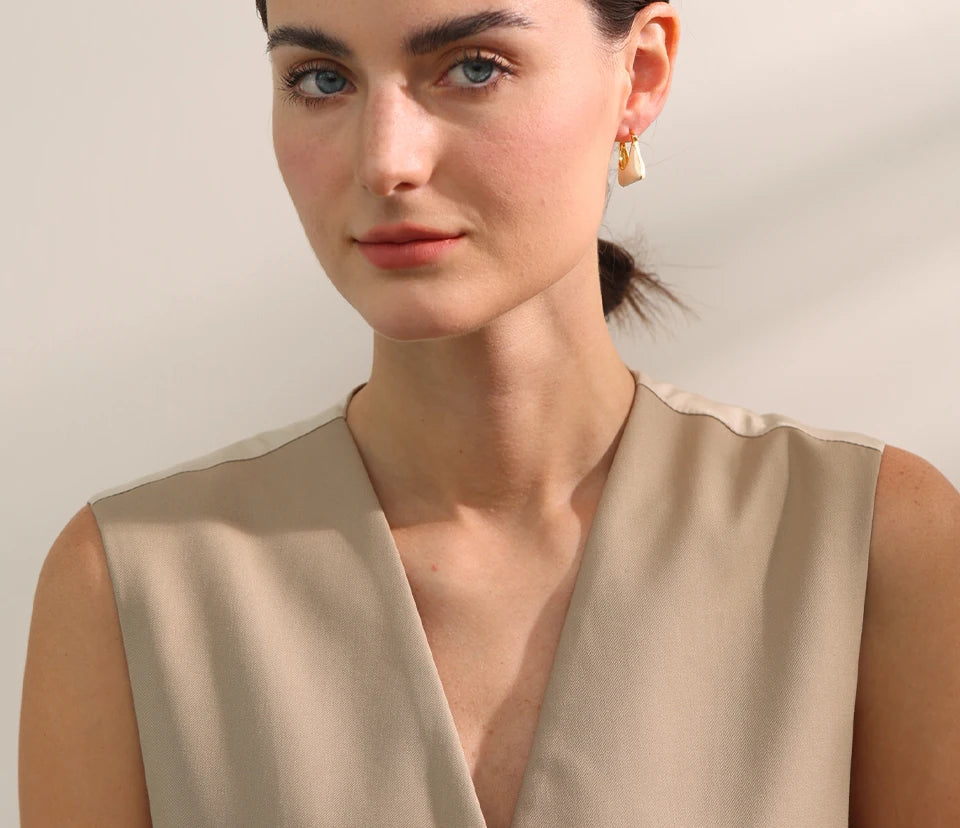 Elegant Versatile Charm Hoop Earrings - Ecru