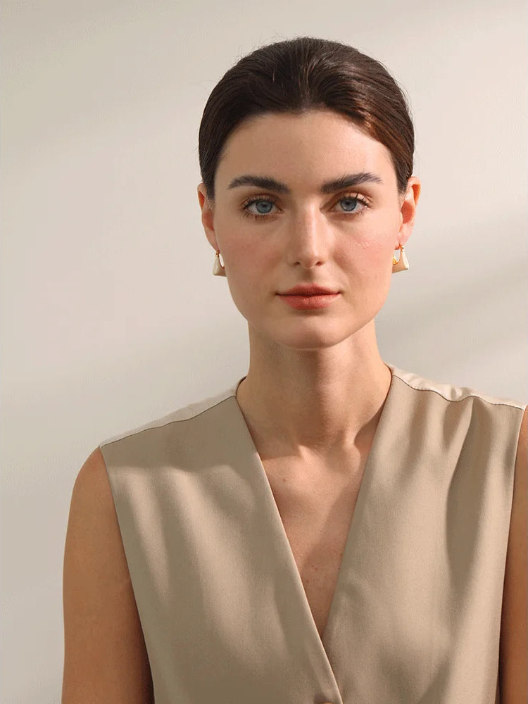 Elegant Versatile Charm Hoop Earrings - Ecru