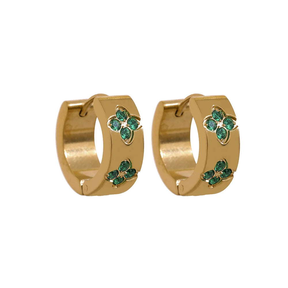 Exquisite Pink Green Chic Earrings - Ecru