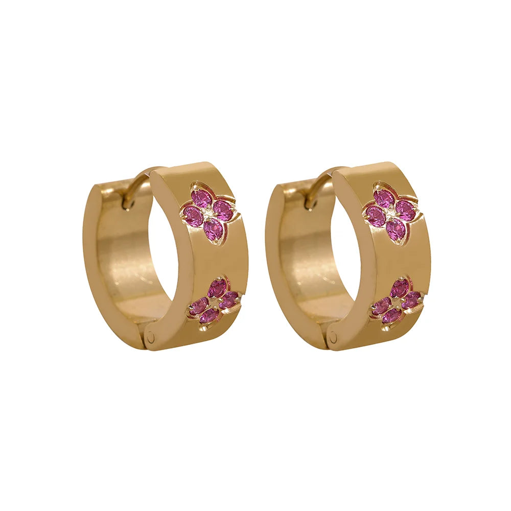 Exquisite Pink Green Chic Earrings - Ecru