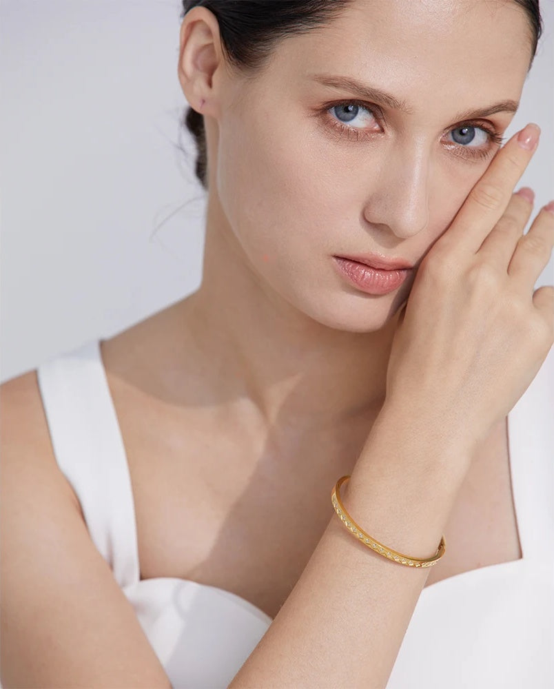 Fashion Cast Statement Bangle Bracelet - Ecru