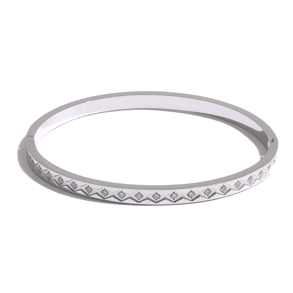 Fashion Cast Statement Bangle Bracelet - Ecru