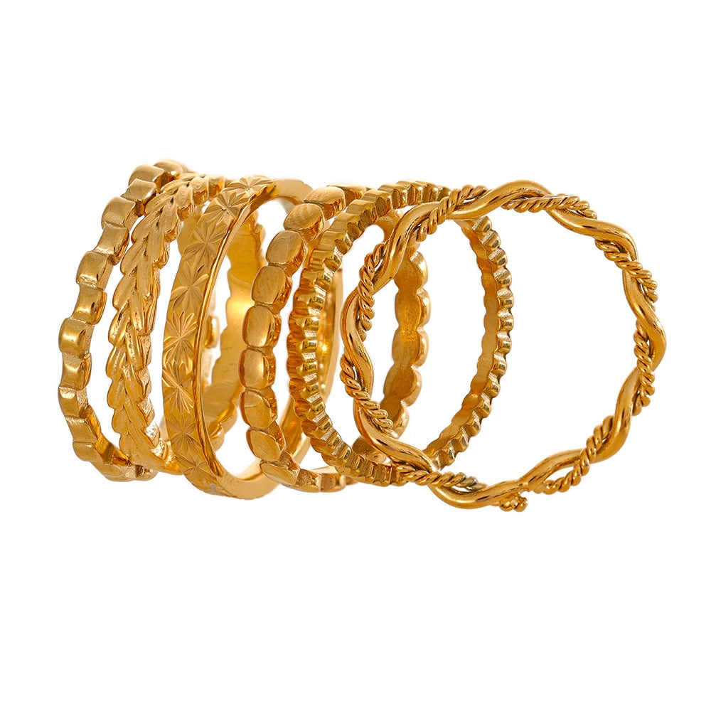 Geometric Textured Stackable Chic Ring - Ecru