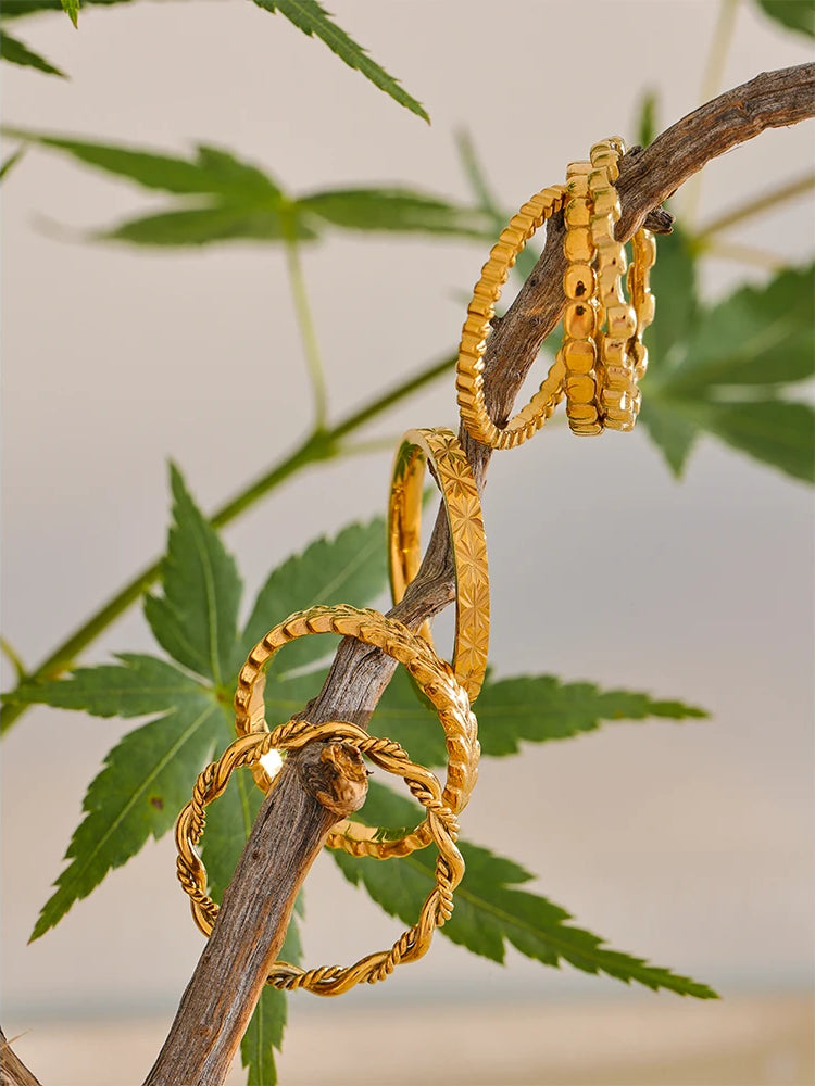 Geometric Textured Stackable Chic Ring - Ecru