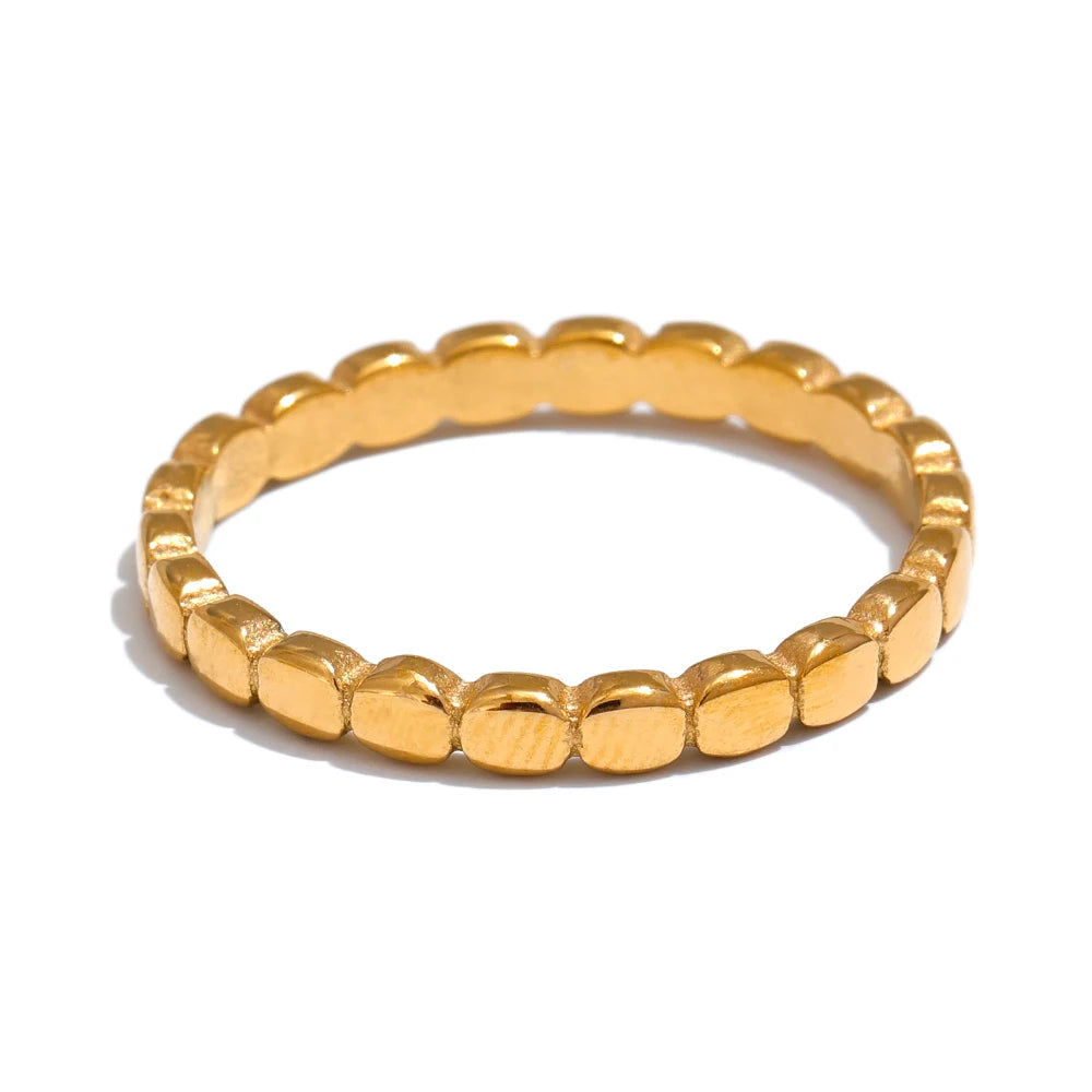 Geometric Textured Stackable Chic Ring - Ecru