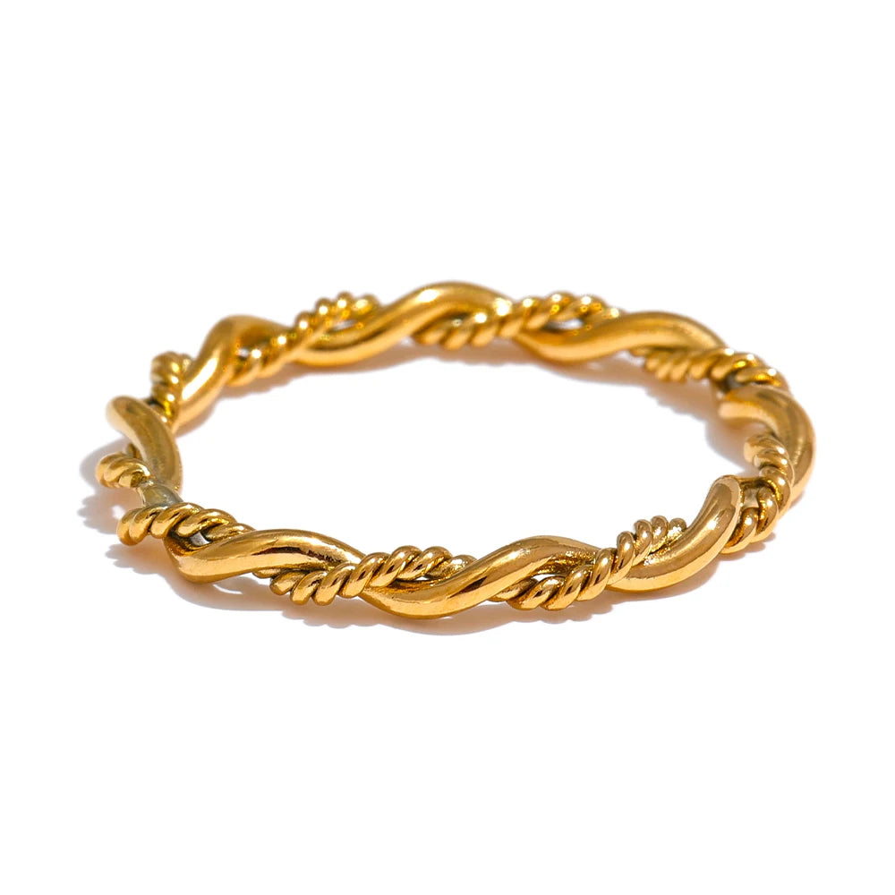 Geometric Textured Stackable Chic Ring - Ecru