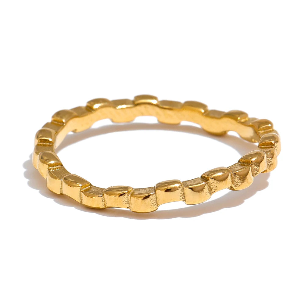 Geometric Textured Stackable Chic Ring - Ecru