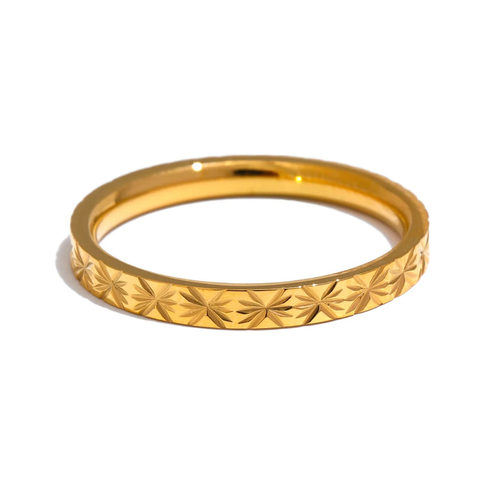 Geometric Textured Stackable Chic Ring - Ecru