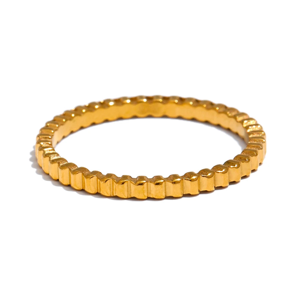 Geometric Textured Stackable Chic Ring - Ecru