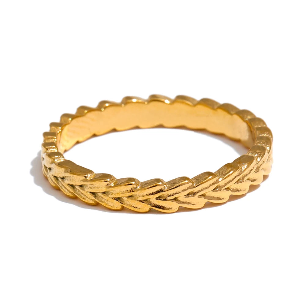 Geometric Textured Stackable Chic Ring - Ecru
