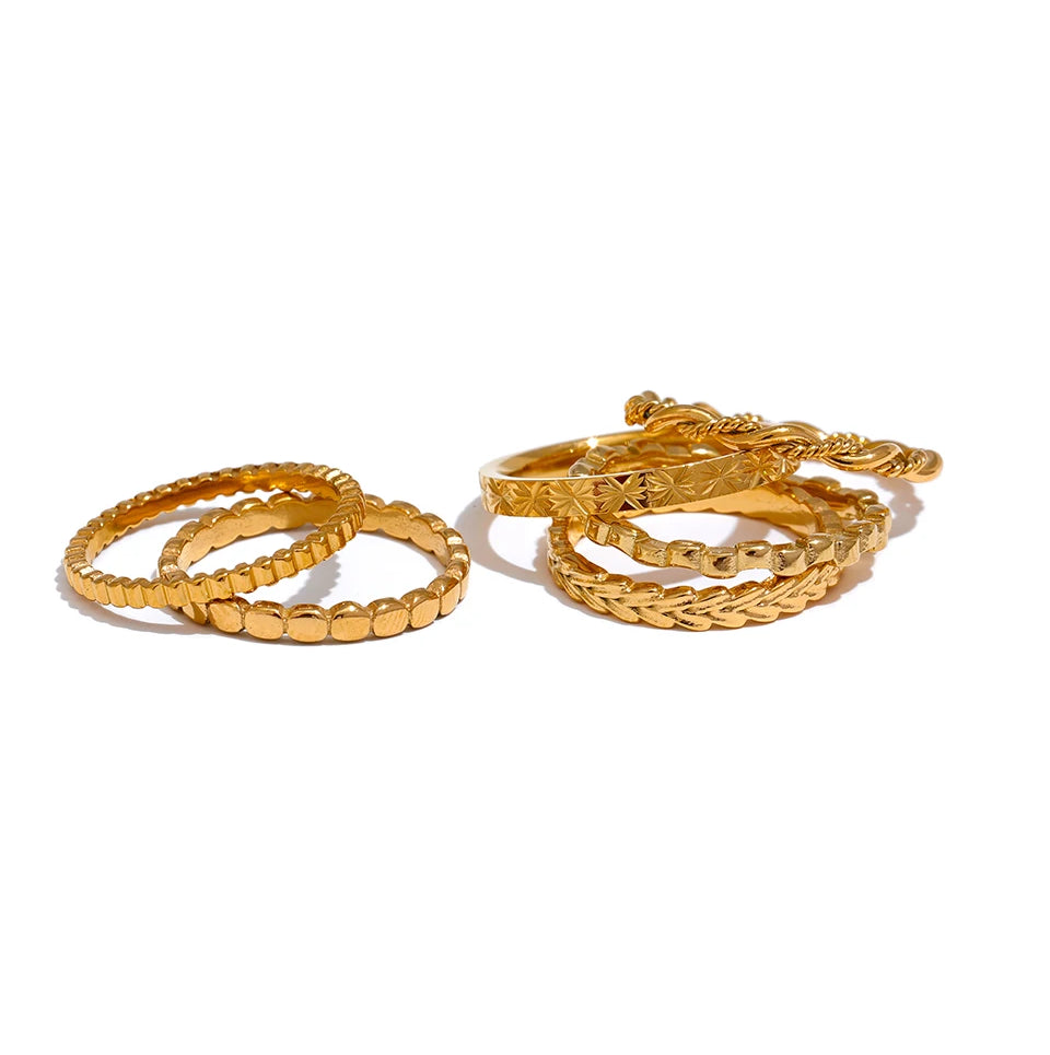 Geometric Textured Stackable Chic Ring - Ecru