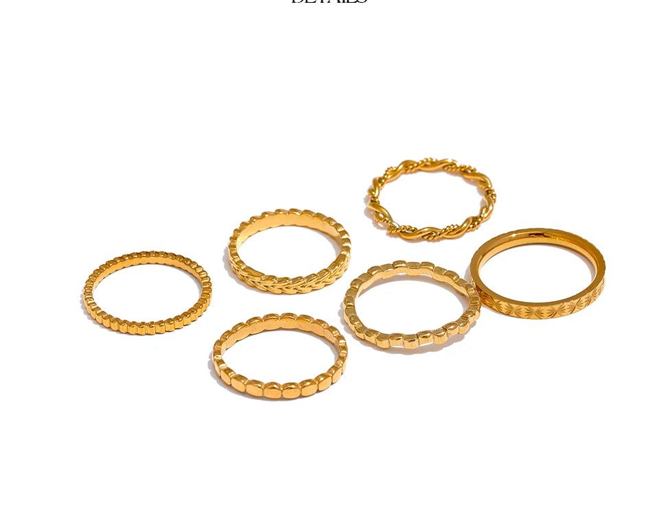 Geometric Textured Stackable Chic Ring - Ecru