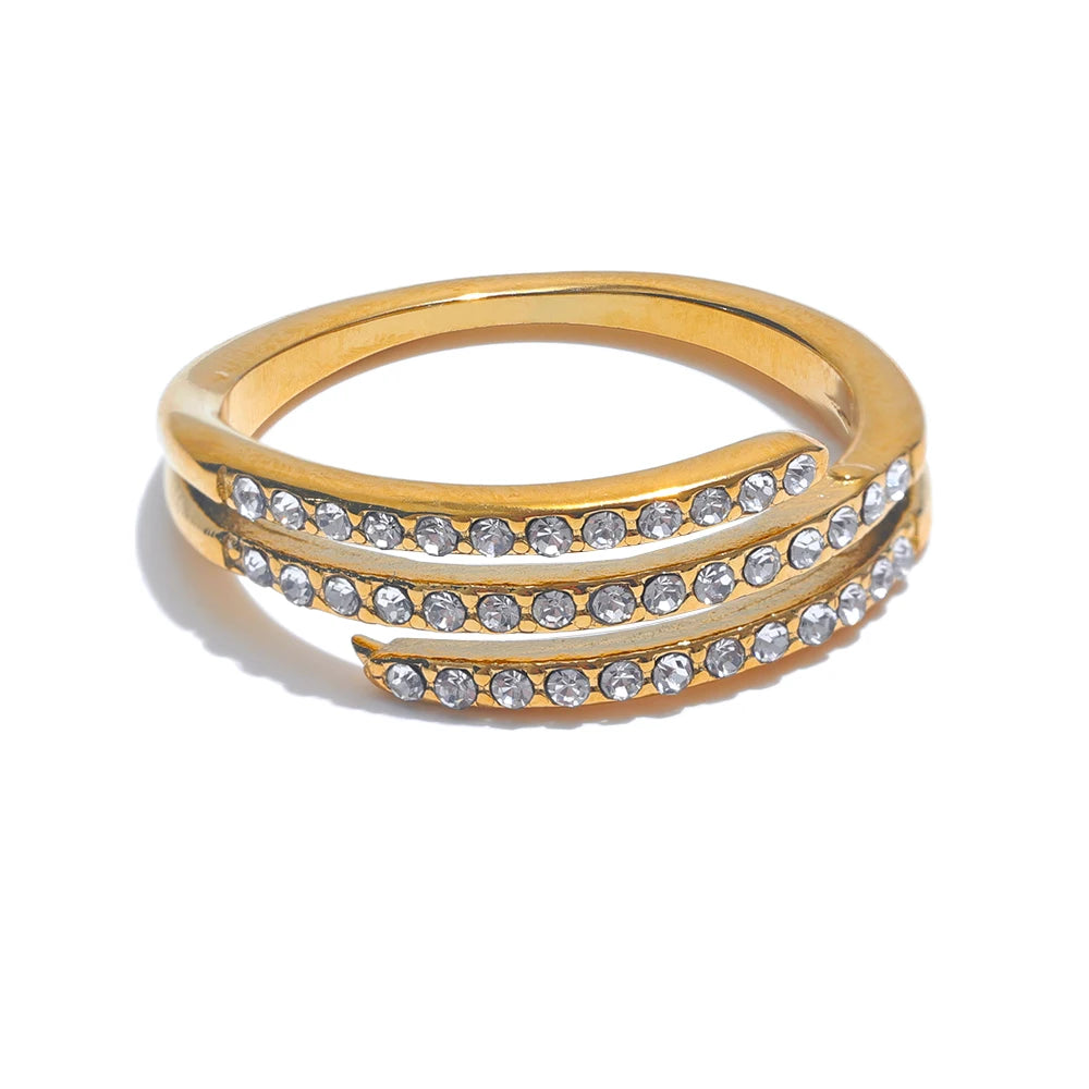 Geometric Zircon Layered Statement Ring - Ecru