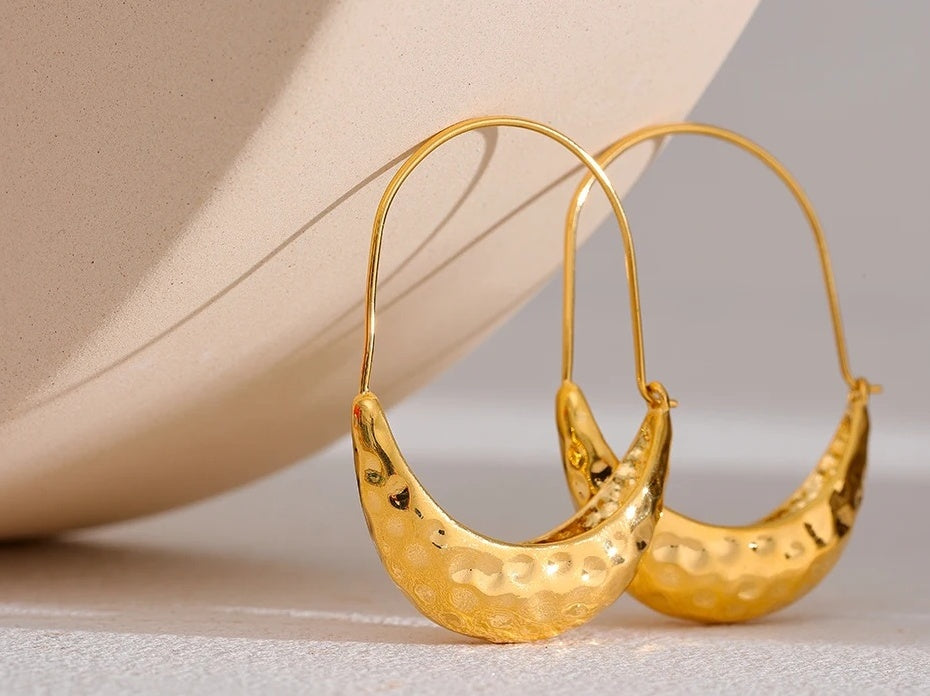Golden Drop Dangle Minimalist Earrings - Ecru