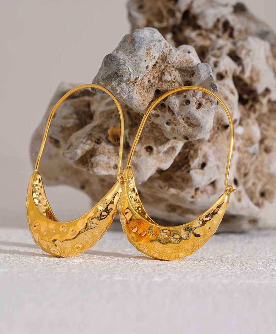 Golden Drop Dangle Minimalist Earrings - Ecru