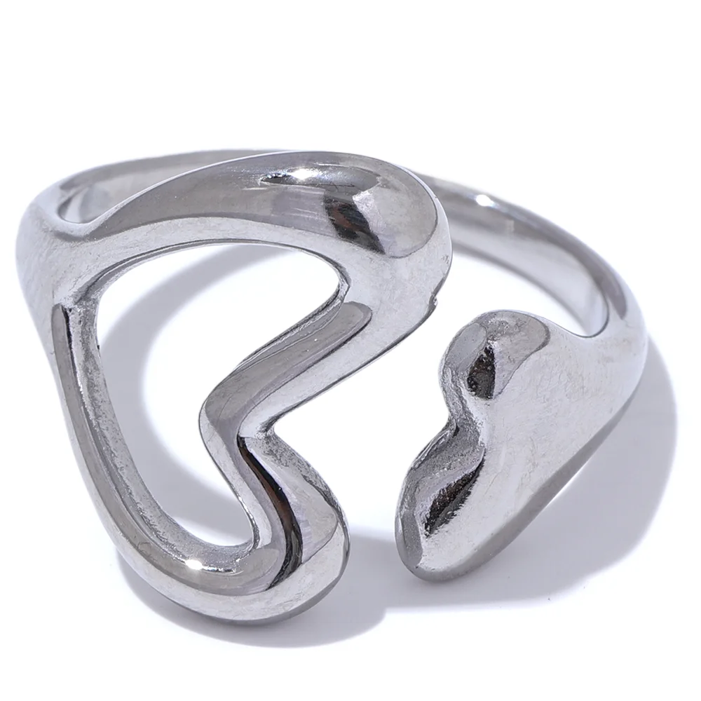 Heart Minimalist Charm Statement Ring - Ecru
