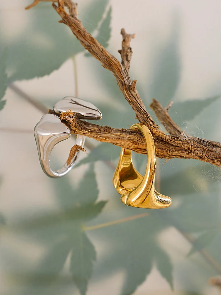 Heart Modern Adjustable Statement Ring - Ecru