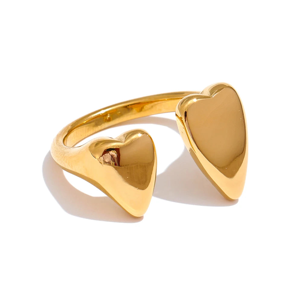 Heart Modern Adjustable Statement Ring - Ecru