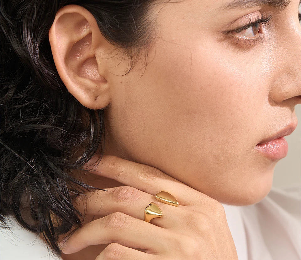 Heart Modern Adjustable Statement Ring - Ecru
