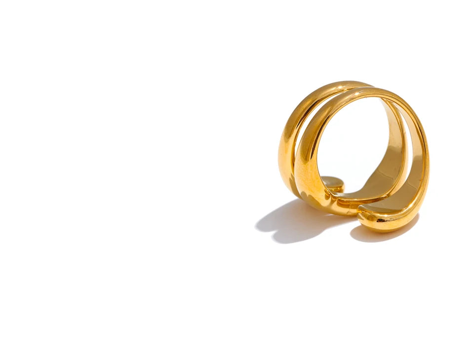 Irregular Versatile Gold Plated Ring - Ecru