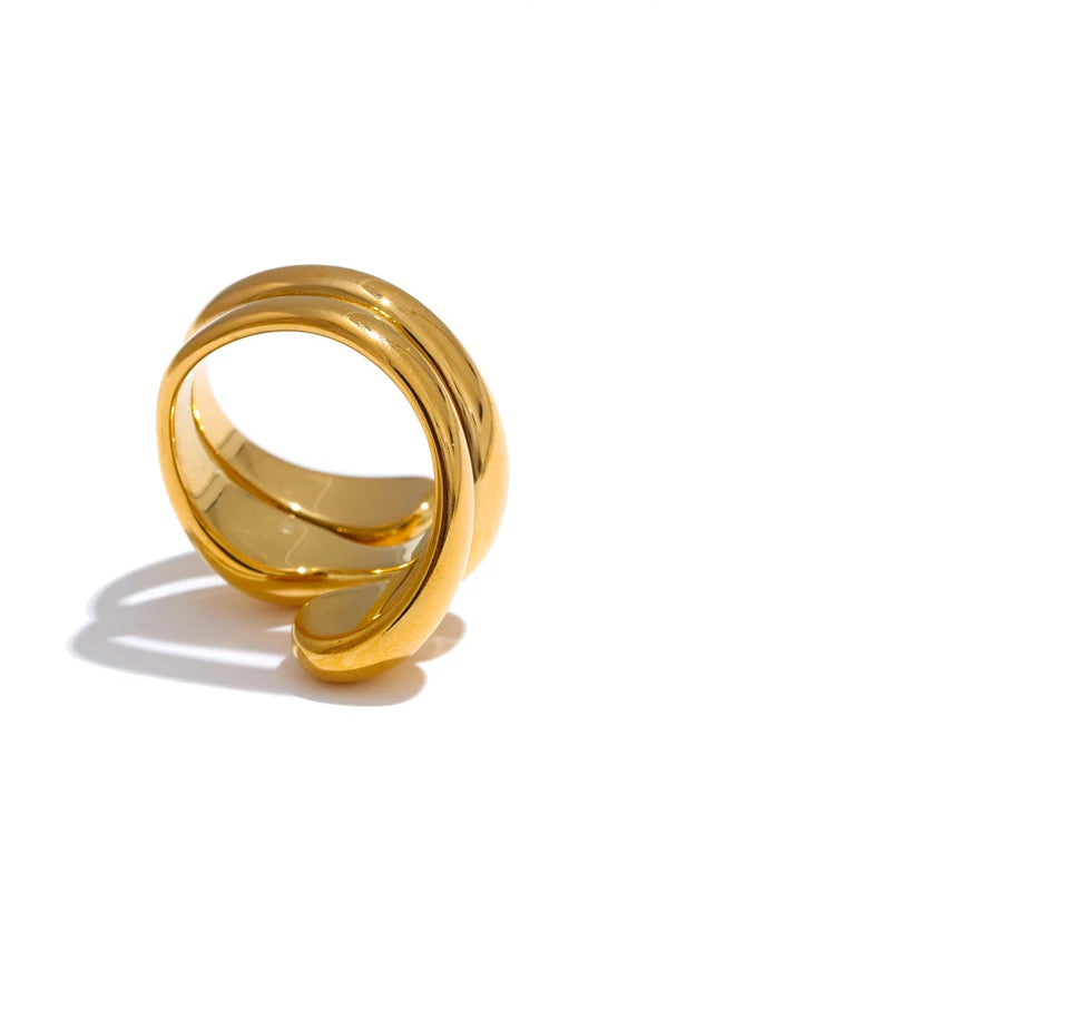 Irregular Versatile Gold Plated Ring - Ecru