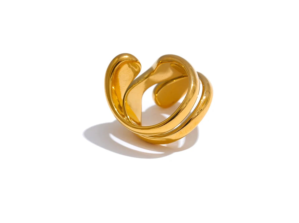 Irregular Versatile Gold Plated Ring - Ecru