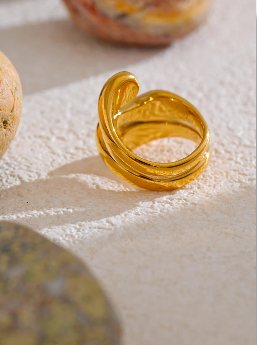 Irregular Versatile Gold Plated Ring - Ecru